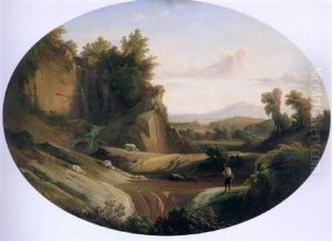 A Figure In An Italian Landscape by Johann Georg Gmelin