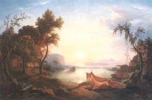 Sonnenaufgang Am Golf Von Neapel by Johann Georg Gmelin