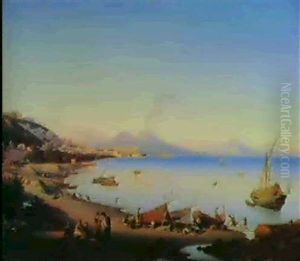 A View Of The Bay Of Naples by Johann Georg Gmelin