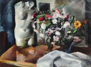 Stilleben Mit Frauentorso Und Zwei Blumenstrausen (+ Familienbildnis, Verso)