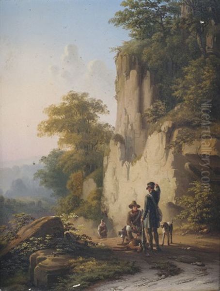 Forster Ermahnt Einen Jager In Gebirgslandschaft - view 1
