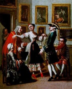 An Elegant Company In An Interior by Giuseppe De Gobbis