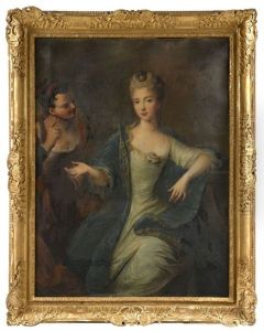 Portrait D'une Dame De Qualite Avec Une Diseuse De Bonne Aventure by Pierre Gobert
