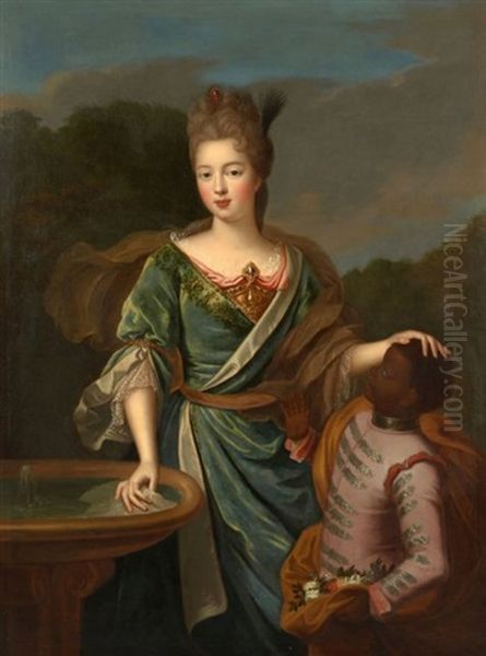 Portrait De Marie-francoise De Bourbon, Mademoiselle De Blois, Avec Son Page - view 1