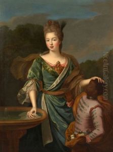 Portrait De Marie-francoise De Bourbon, Mademoiselle De Blois, Avec Son Page by Pierre Gobert