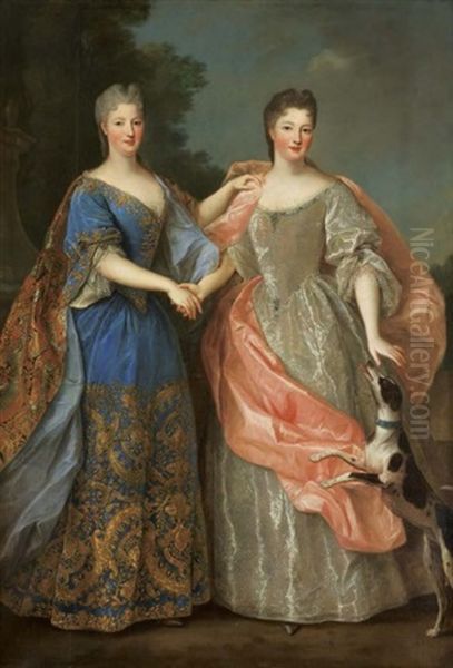 Portrait Presume De Mademoiselle De Blois Et Mademoiselle De Nantes Avec Un Chien - view 1