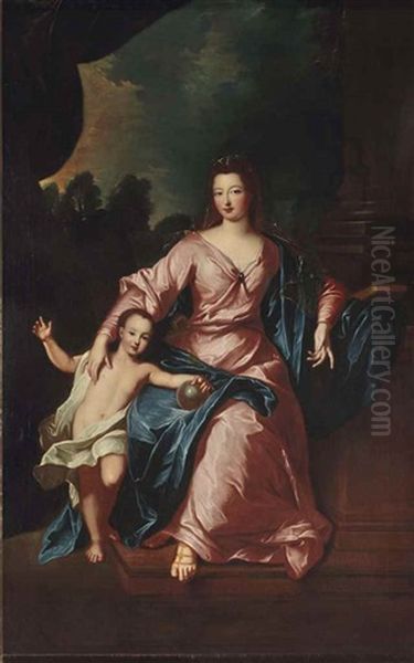 Portrait De Madame Francoise-marie De Bourbon (1677-1749) Avec Son Fils - view 1