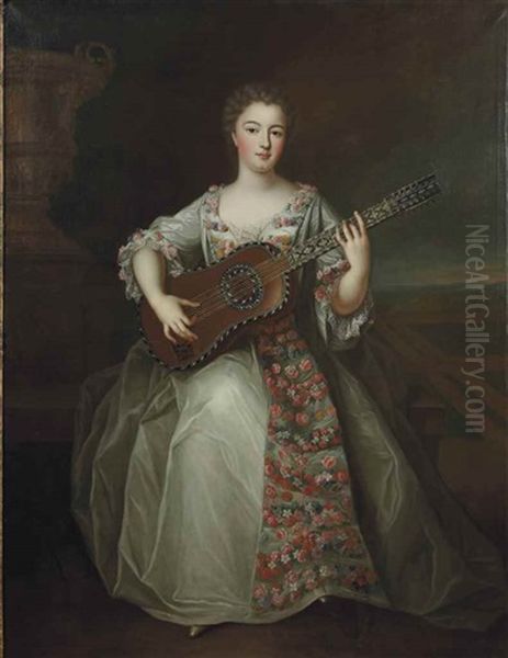 Portrait Presume De Madame De Charolais (1695-1758), Pincant De La Guitare - view 1