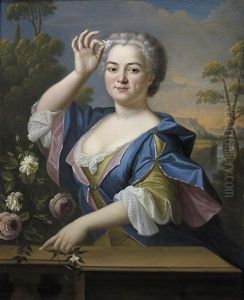 Retrato De Dama Con Jazmines Y Rosas