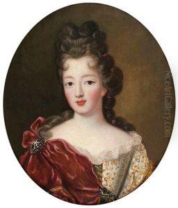 Portrait De Jeune Femme A La Robe Brodee (+ Portrait De Jeune Femme Au Manteau Borde De Fourure; Pair) by Pierre Gobert