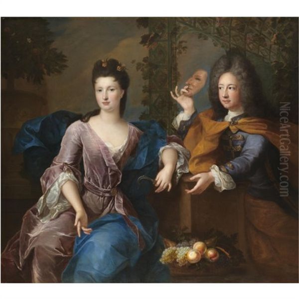 Portrait Of A Lady And A Gentleman, Said To Be Philippe Ii, Duc D'orleans, And Marie-madeleine De La Vieuville, Comtesse De Parabere - view 1