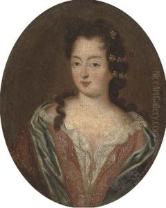 Portrait Of A Lady, The Duchess Of Berwick(?), Half-length, In A Red Dress And Blue Wrap