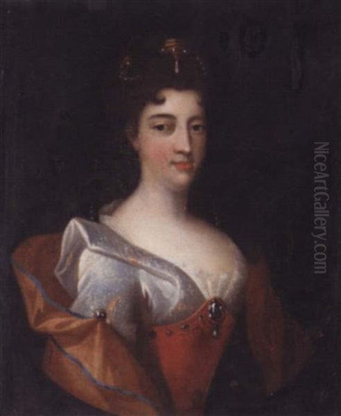 Portrait Of A Lady Wearing A Silk Dress - view 1