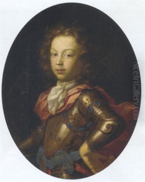 Portrait Of A Young Gentleman In Armour And Red Mantle - view 1