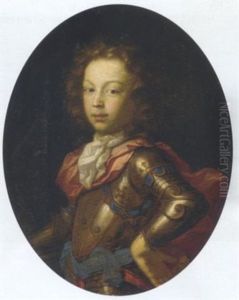 Portrait Of A Young Gentleman In Armour And Red Mantle by Pierre Gobert
