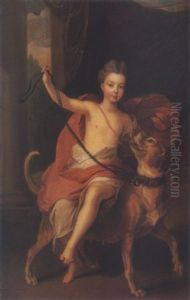 Portrait Of A Child (mlle. De Blois?) Riding A Mastif