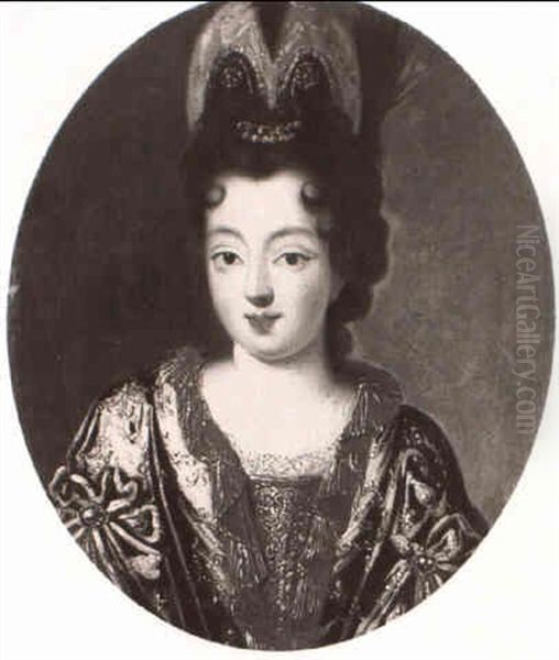 Portrait De La Duchesse De Valentinois, De Buste, Portant   Une Robe Brodee - view 1
