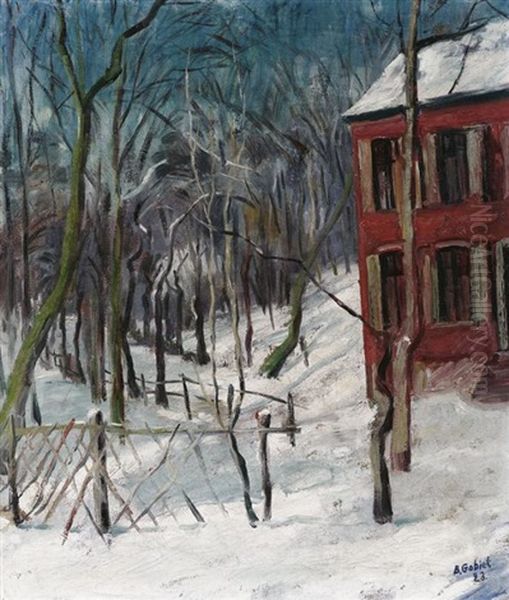 Rotes Haus Im Winterwald - view 1