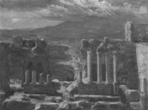Das Romische Theater In Taormina Mit Dem Atna Im Hintergrund by Bernard Gobiet