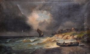 Voiliers En Mer Agitee Et Barque