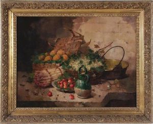 Still Life, Asparagus, Grapes, Peaches & Strawberries