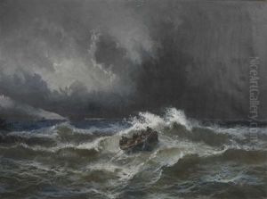 Barque Dans La Tempete by Alfred Godchaux
