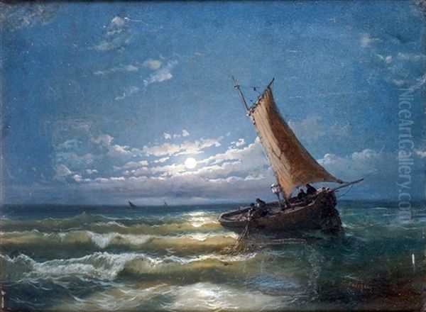 Barque De Pecheurs Au Clair De Lune - view 1