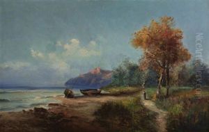 Bord De Lac En Montagne by Alfred Godchaux