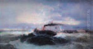 Le Vapeur De Trouville Quittant Le Port Du Havre by Alfred Godchaux
