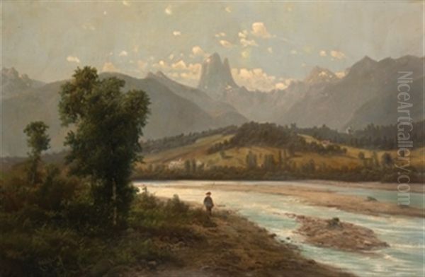 Paisaje Con Rio Y Montanas - view 1