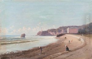 La Plage De Biarritz by Alfred Godchaux
