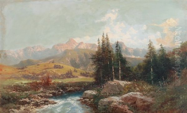 Gebirgslandschaft Mit Bach - view 1