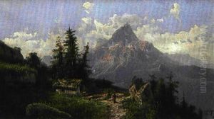 Bergere Pres D'un Hameau Dans La Montagne