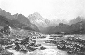 Riviere Dans Les Pyrenees by Alfred Godchaux