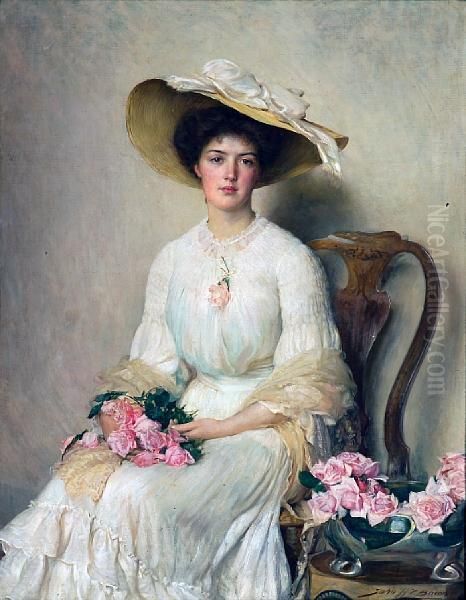 Jeune Femme Aux Roses by John Henry Frederick Bacon