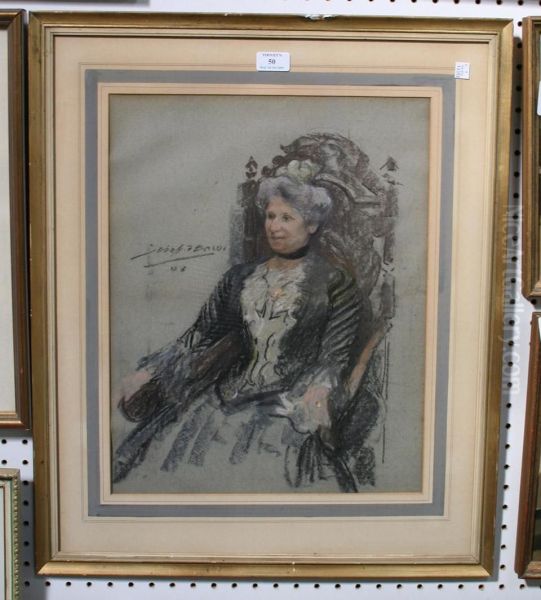 Three-quarter Length Portrait Of An Edwardian Lady Seated - view 1