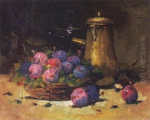 Stillleben Mit Pflaumen Und Kaffeekanne by Emile Godchaux