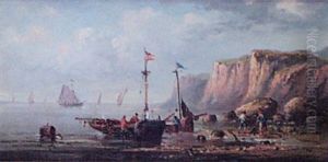 Coastal Landscape With Figures by Emile Godchaux