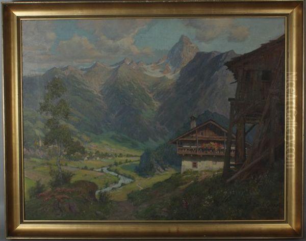 Landschaft Mit Bauernhof, Im Hintergrund Mit Gebirgsmassiv - view 1