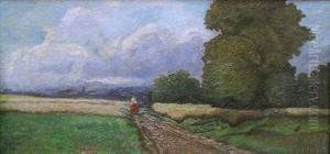 Sommerliche Erntelandschaft Mit Figurenstaffage by Carl Goedel