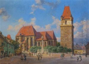 Perchtoldsdorf, Pfarrkirche Und Wehrturm by Carl Goedel