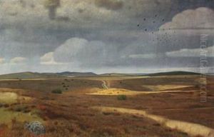Danish Heath, Jutland. On The Plain Near Trehoje by Charles Godfredsen