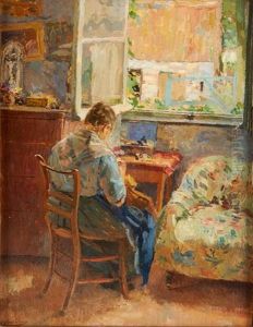 Couturiere Devant La Fenetre Ouverte by Ernest Jean Joseph Godfrinon