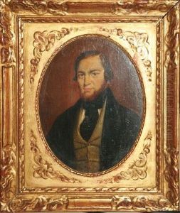 Portrait De Femme (+ Portrait D'homme En Redingote; Pair) by Jacobus Ludovicus Godinau