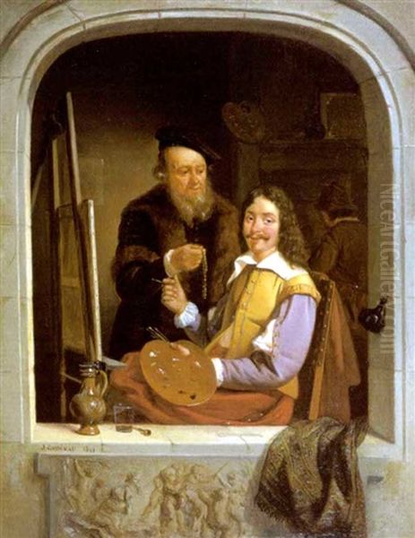 Frans Van Mieris De Oude In Zijn Atelier - view 1