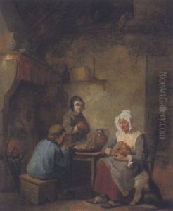 Karges Mahl In Der Stube by Jacobus Ludovicus Godinau