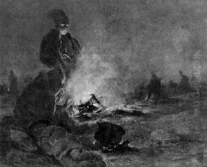 Legernde Hirten Am Feuer In Der Campagna