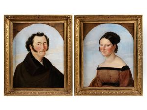Biedermeier-portraits Eines Wurzburger Ehepaares (pair) by Carl Peter Goebel