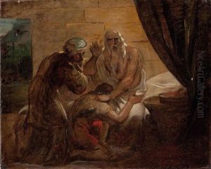 Isaak Segnet Seinen Sohn Jakob (sketch) by Carl Peter Goebel