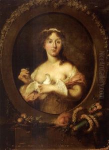Portrait De Femme A La Colombe
